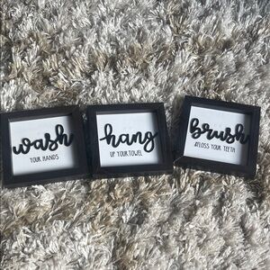 Set of 3 Black and White Bathroom Signs